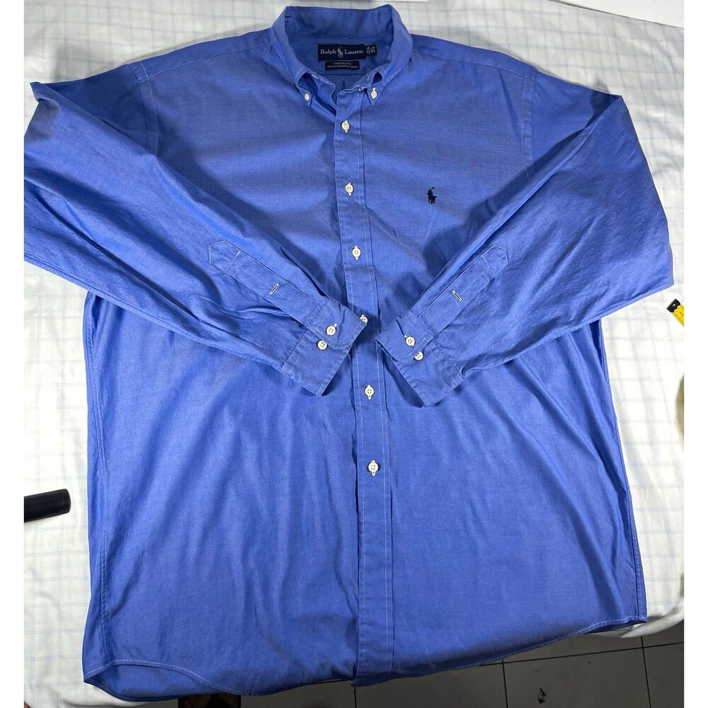 Ralph Lauren Yarmouth Classic Fit Blue Cotton Button-Down Shirt 16.5 34/35